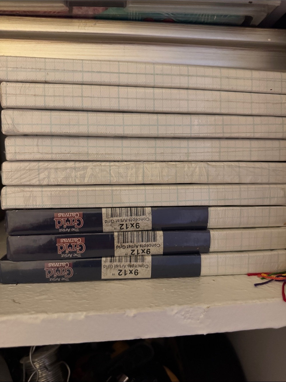 9 Grid Canvases - White Grid Pattern (Pack) New still wrapped in plastic